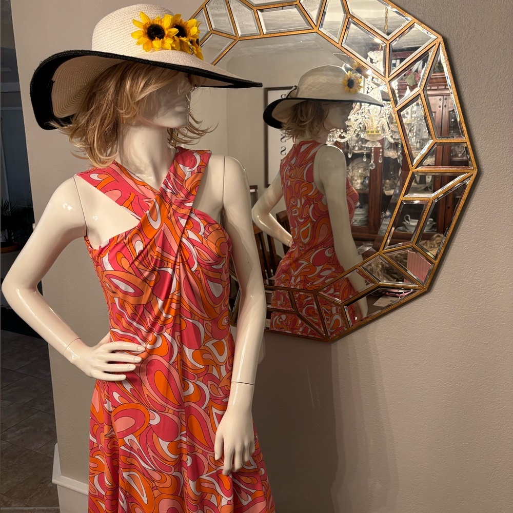 Vibrant Pink and Orange Women's Dress